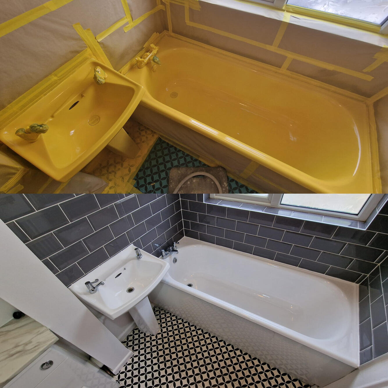 SINK AND BATH RE-ENAMELLED Before and after ceramic sink and steel bath re-enamelling in Newbury